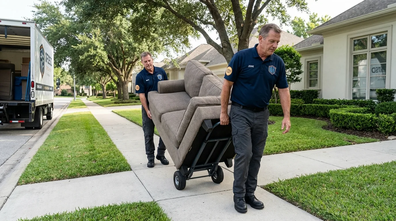 Local residential moving crew loading furniture in Webb City, MO